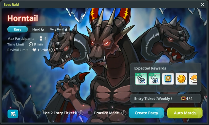 Boss Raid Horntail entry screen