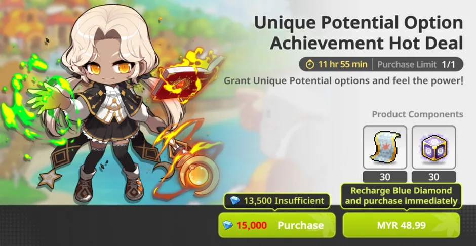 Unique potential option achievement