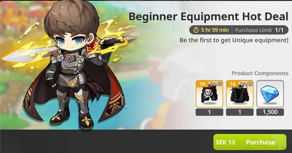 Beginner equipment hot deal - Map 3-8