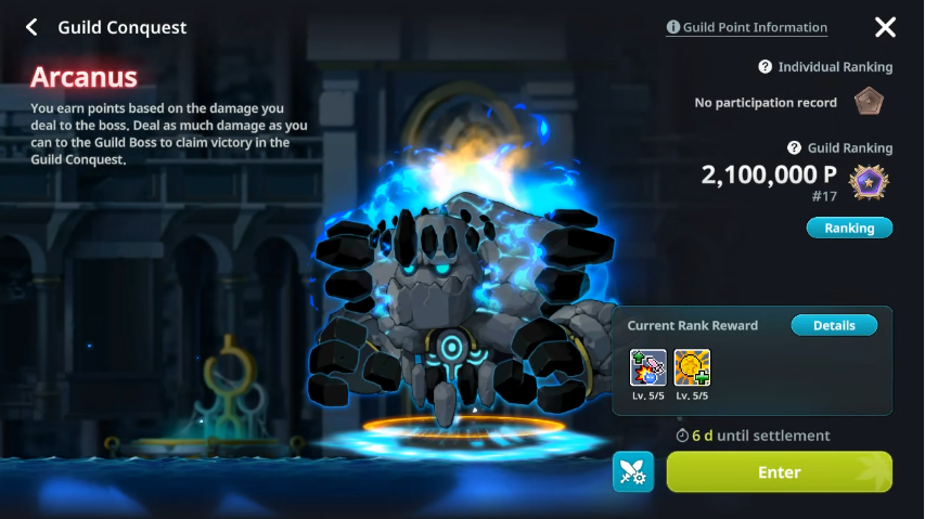 Guild Conquest boss entry screen